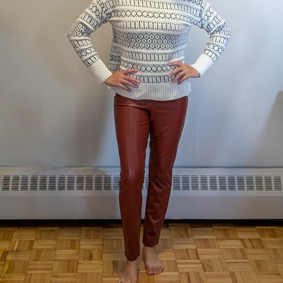 Brown Faux Leather Pants - Picture 1 of 4
